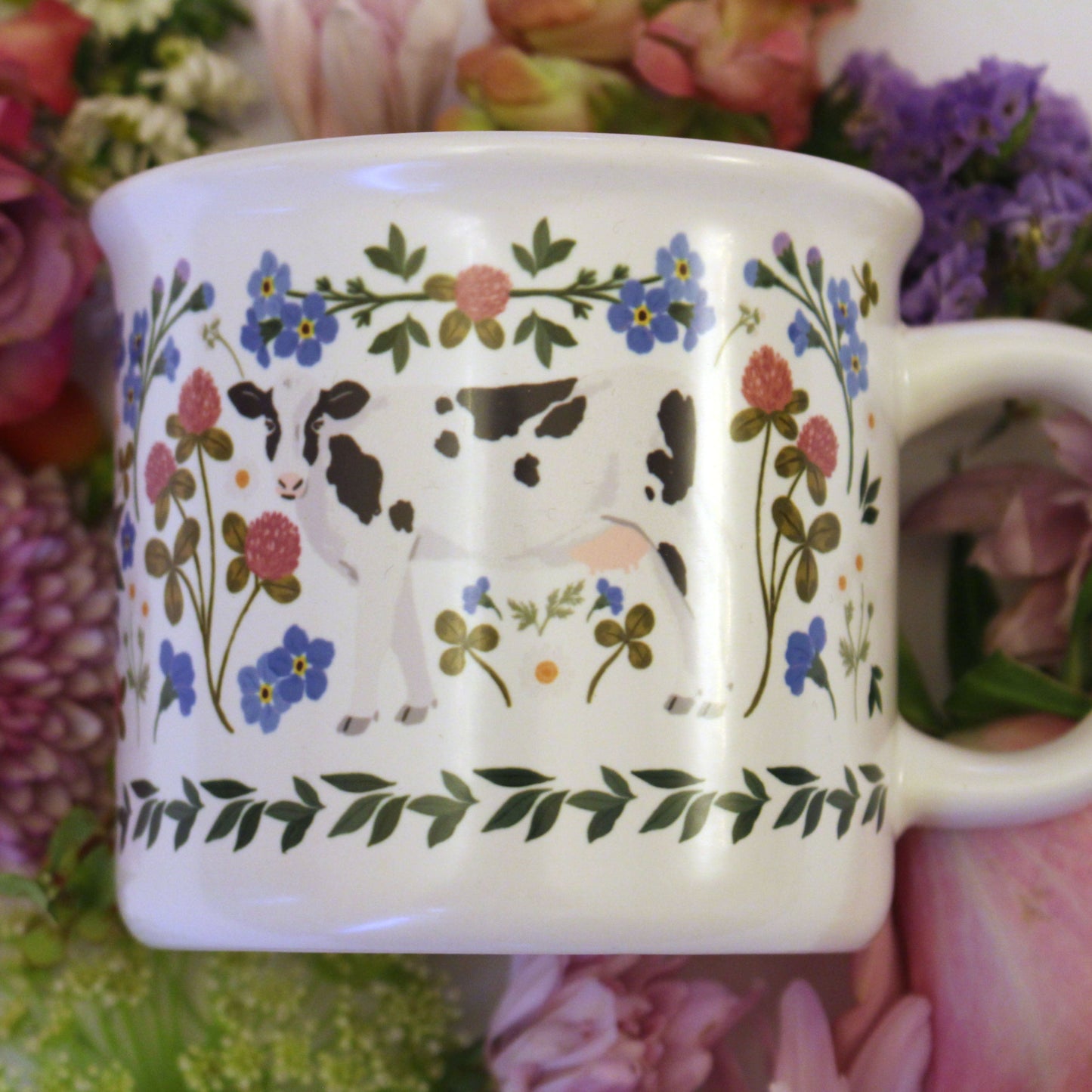Milk Cows Folk Floral Mug