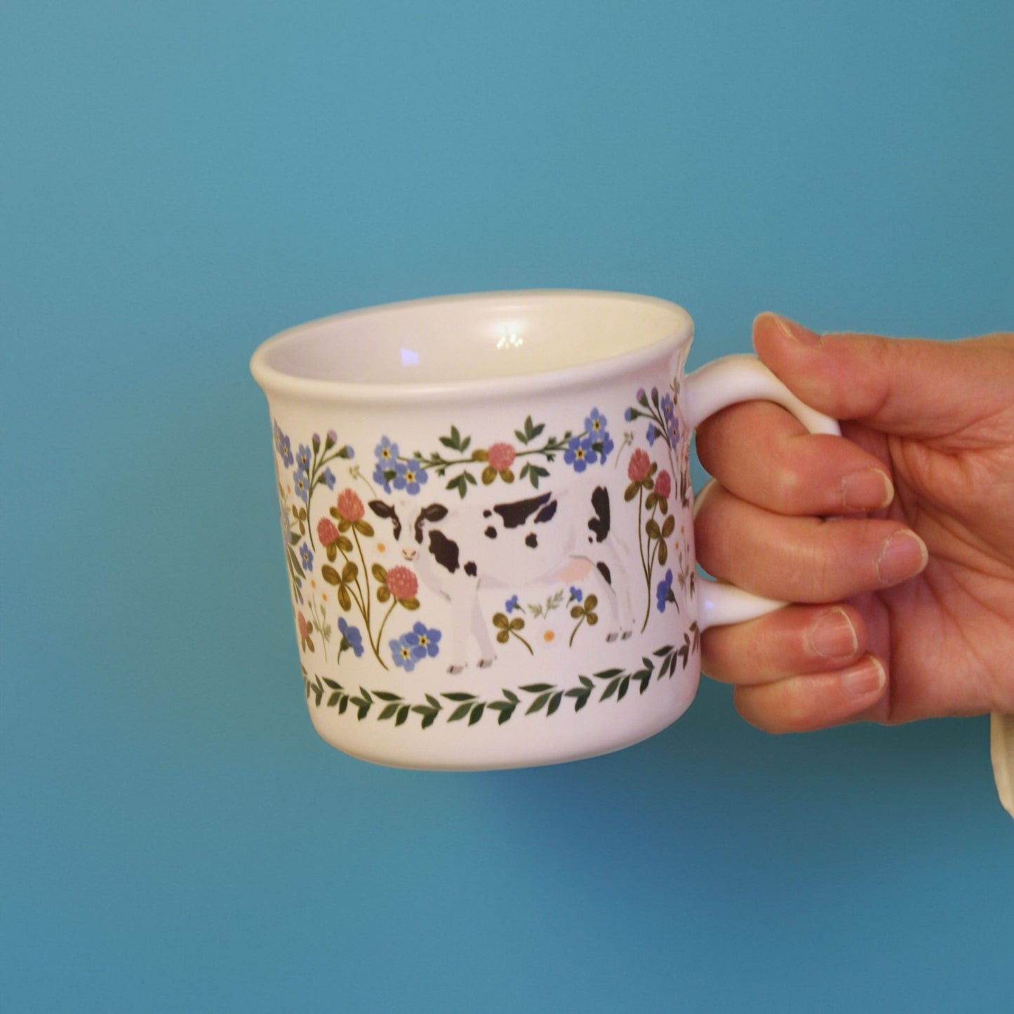 Milk Cows Folk Floral Mug