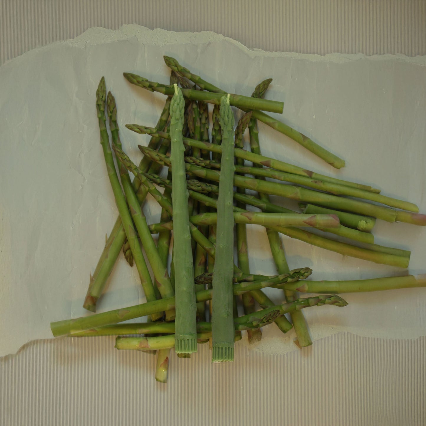Beeswax Asparagus Candle Taper Pair