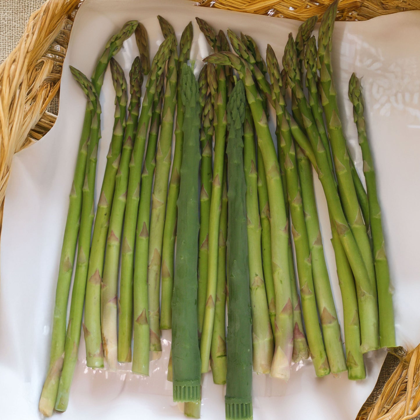 Beeswax Asparagus Candle Taper Pair