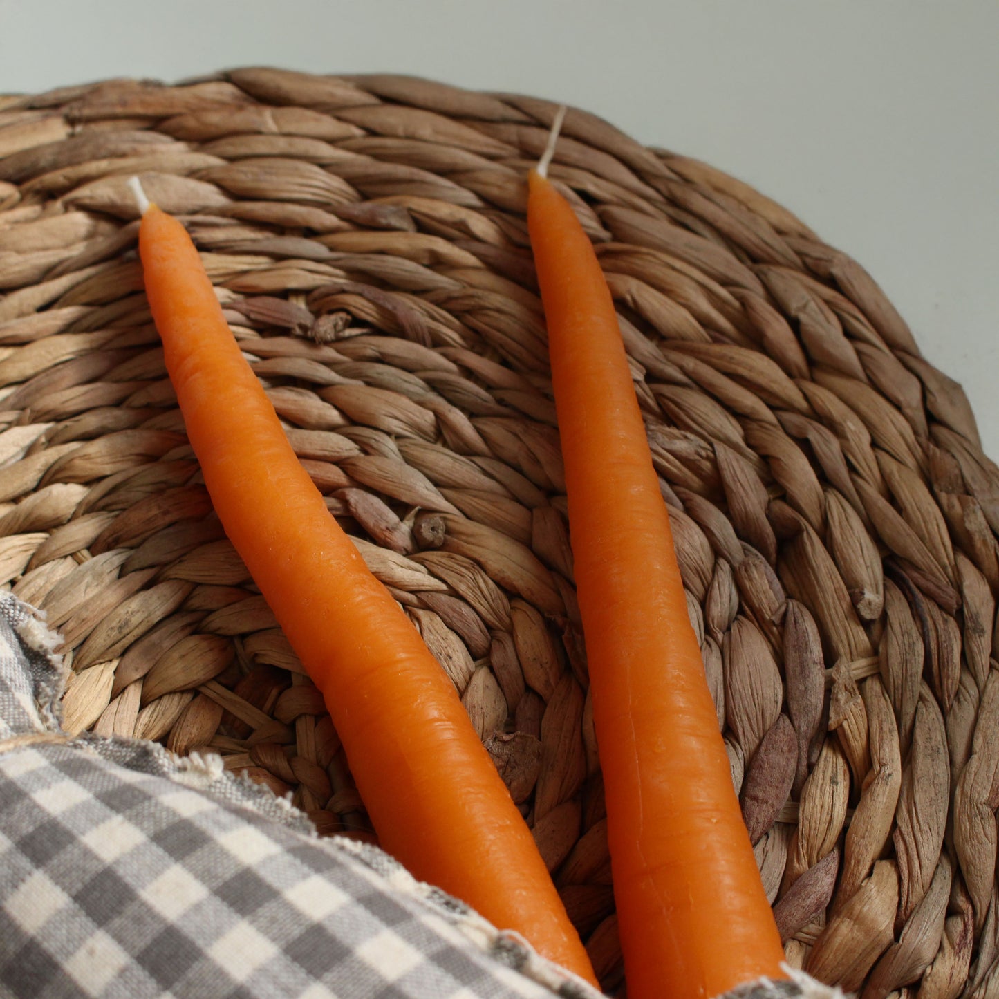 Beeswax Carrot Candle Taper Pair