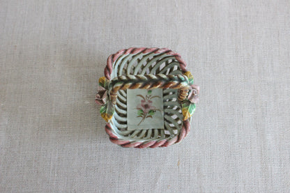 Vintage Hand-Painted Spanish Ceramic Basket