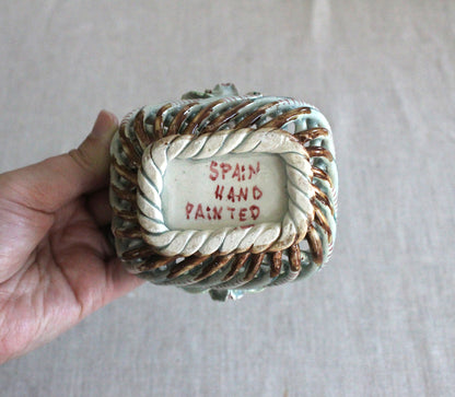 Vintage Hand-Painted Spanish Ceramic Basket