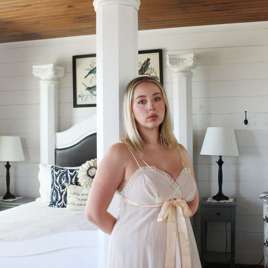 Vintage Sheer Dress with Bow Detail