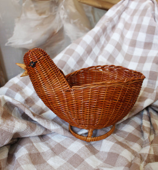 Vintage Duck-Shaped Wicker Basket