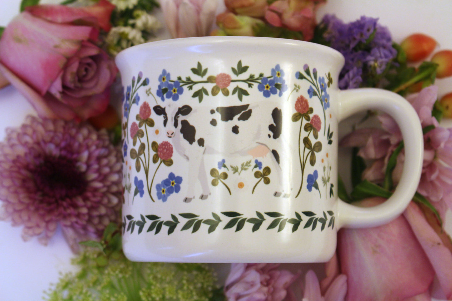 Milk Cows Folk Floral Mug