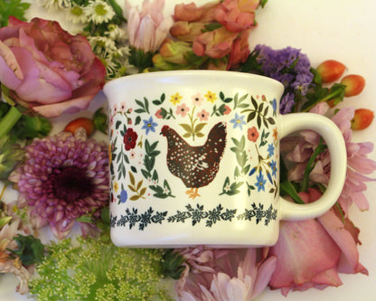 Chicken Folk Floral Mug