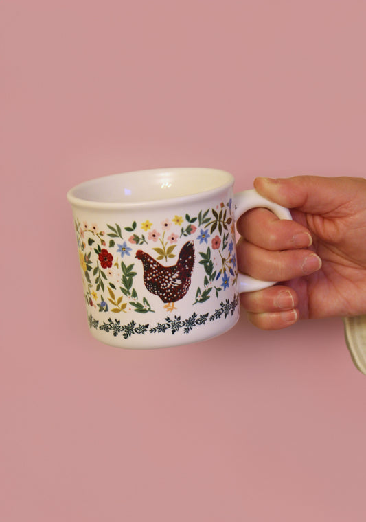 Chicken Folk Floral Mug