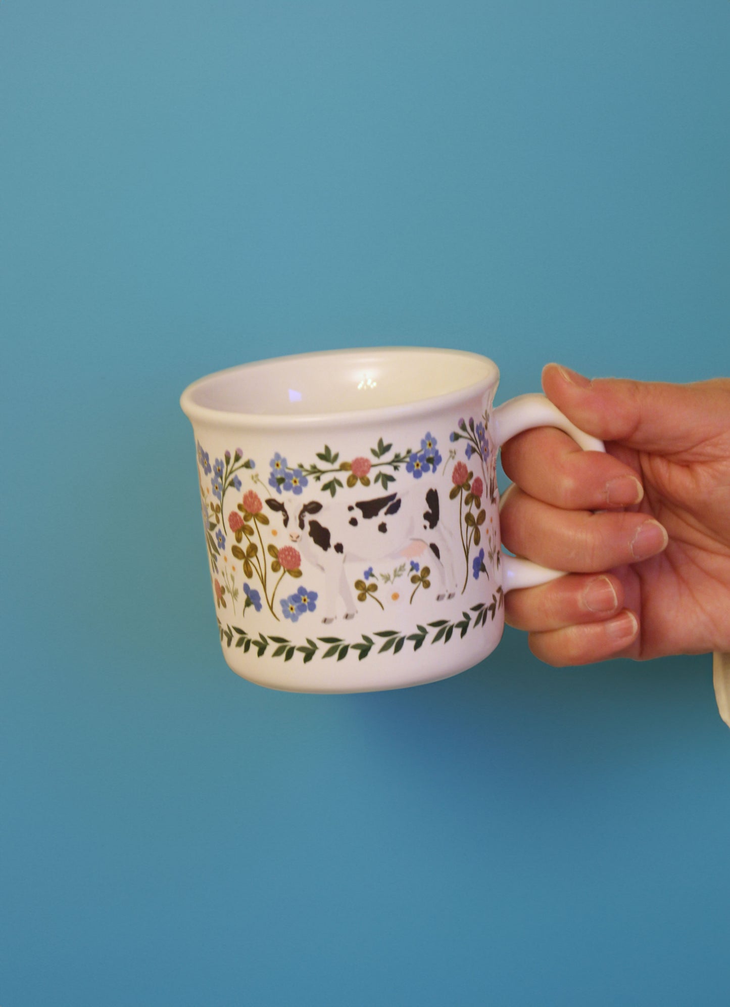 Milk Cows Folk Floral Mug