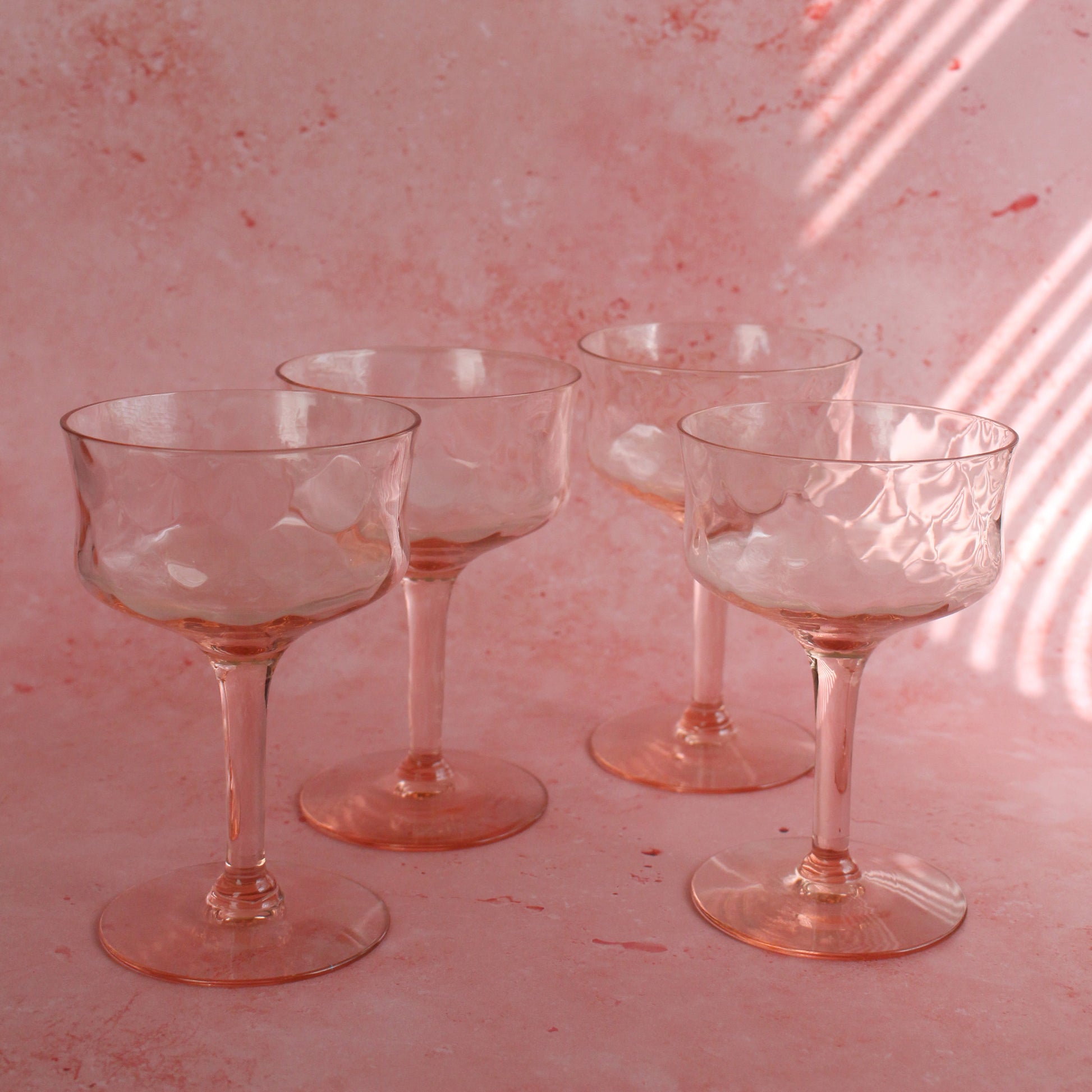Vintage Rose-Colored Coupe Glasses – Honeybee Sundays