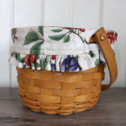 Vintage Basket with Fruit-Patterned Liner