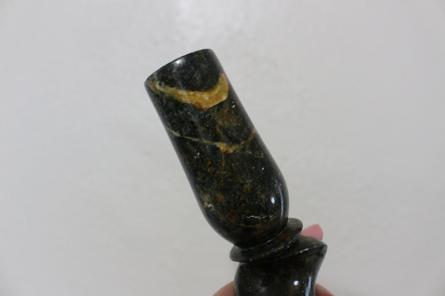 Vintage Dark Green Marble Tapered Candle Holder