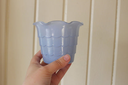 Vintage Baby Blue Scalloped Ruffle Edge Vase