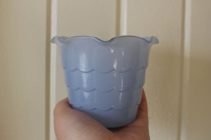 Vintage Baby Blue Scalloped Ruffle Edge Vase