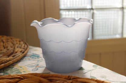 Vintage Baby Blue Scalloped Ruffle Edge Vase