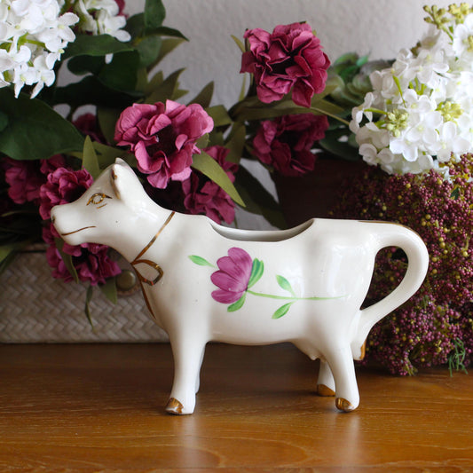 Vintage Cow Creamer | Ceramic Milk Pitcher | Farmhouse Kitchen Decor | Cottagecore Serveware