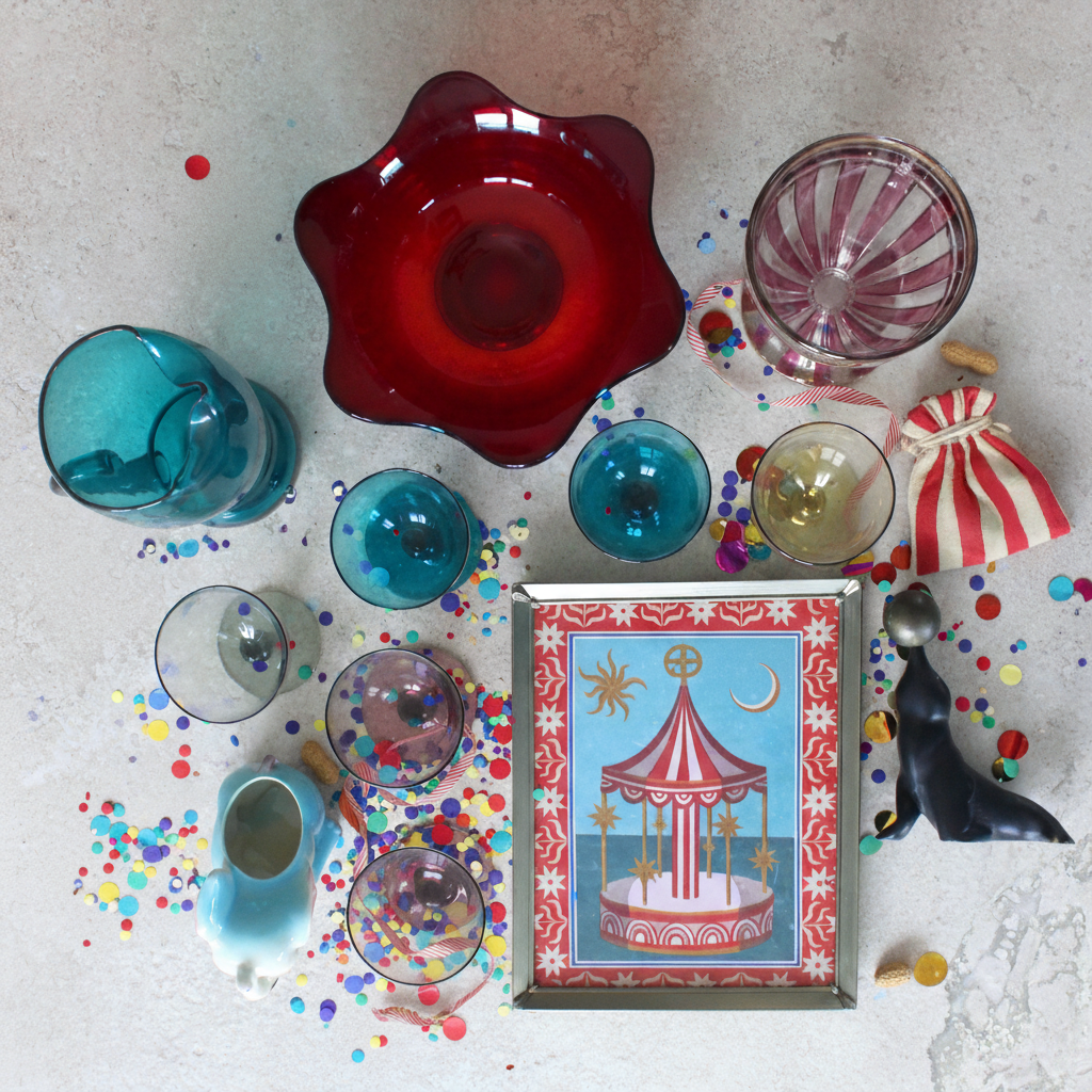 Vintage Red Glass Serving Bowl